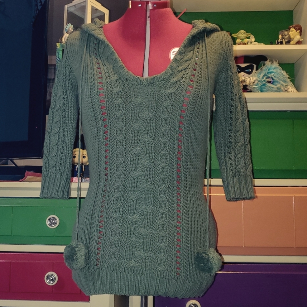 Arizona hooded olive green pullover sweater size xs